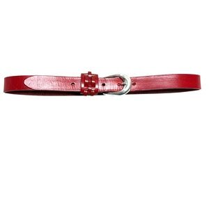 belt Italy red leather silver buckle S woven detail handmade ⅞" classic elevated